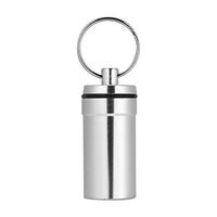Portable Aluminum Alloy Sealed Pill Case Waterproof Holder Bottle Container fit for Outdoor Travel Purse or Pocket (Silver)