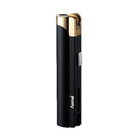 AOMAI Windproof Jet Torch Butane Flame Butane Viewable Cigar Cigarette Lighter with Lock Black