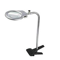 30X Clip-on Magnifying Glass with LED Illumination, HD, Extended Mirror Extended Strap Light, Suitable for Newspaper Reading, Document Viewing, Jewelry Identification, Silver, 107mm/133mm Loupe