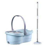MOP Spinning and Bucket Cleaning Set Adjustable Hangable with Brush Hand Pressure Blue Head4
