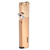 Metal Small Flint Wheel Lockable Jet Flame Lighter Windproof Butane Gas Replace The Flint Cigar Cigarette Lighter- Gold