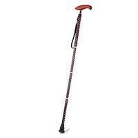 YULAN Multifunctional Walker Crutches Aluminum Folding Solid Wood Handle Telescopic Adjustable Non-Slip Single Feet Old Man Cane 2 Color (Color : Red)
