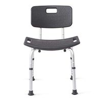 Medline Shower Chair Bath Bench With Back, Supportsup To 300 Lb, Infused With Microban Antimicrobial Protection, Gray