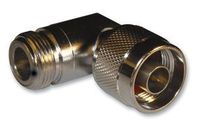 Amphenol Connex Adapter, N Type Jack to N Type Plug, Right Angle, PTFE Insulating Material, Brass Body, 50 Ohm Impedance, 11Hz Max Frequency