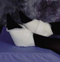 Heel Protector - Maize Colored, Covers The Heel Extending from Ankle to mid Instep. One Hook & Loop Strap Closure. Sold in Pairs.