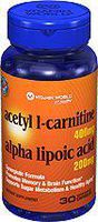Vitamin World Acetyl L-Carnitine Free Form Alpha Lipoic Acid, 30 Caplets