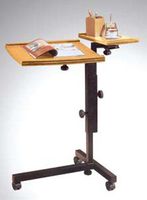 Adjustable Mobile Oak Laptop Computer Caddy Cart Stand