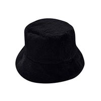 Theoylos Women's Solid Color Bomber Hats Vintage Style Warm Basin Hat Ladies Fleece Bucket Cloche Hat Black