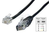 RJ45 to RJ11 Black 12' Foot Black Cable