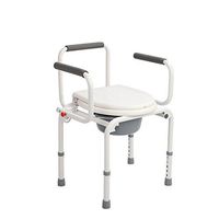Commode Chair Hmhope with Backrest Comfortable Movable Armrest Lightweight Steel Height Adjustable
