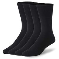 Men's Women's Diabetic Cotton Socks, Forcool Soft Cushioned Crew Socks with Non-Binding& Seamless Toe, Loose Top Socks, 4 Pairs Black Large