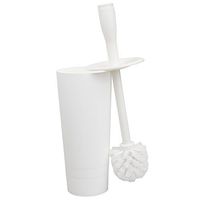 Home Basics Compact Free-Standing Hide-Away, Long, Heavy Duty for Bathroom, Toilet & Powder Room TB45046 Toilet Brush Holder Plastic TA