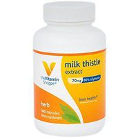 The Vitamin Shoppe Milk Thistle Extract 70mg Capsules, Silymarin Extract for Healthy Liver Support – Seed/Fruit Once Daily Complex for Detoxification Pathways, and Overall Liver Health (100 Capsules)