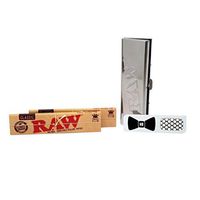 RAW King Size Slim Rolling Papers (2 Packs), RAW Stainless Steel King Size Paper Case, and Hippie Butler Grinder Card - 4 Items - Bundle