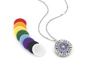Flower Burst Essential Oil Aromatherapy Diffuser Necklace (Silver) - Hypoallergenic 316L Surgical Grade Stainless Steel, 21" Chain + 9 Washable Insert Pads