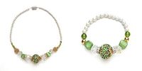 Peridot and Crystal Magnetic Bracelet and Necklace Set (Large)