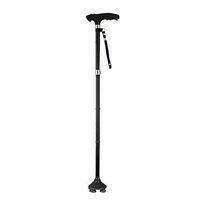 Folding Cane with LED Light Adjustable Walking Cane Black Portable Walking Stick for Fathers Mothers Gifts (Black-C)