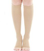 HugeStore Elastic Toeless Compression Socks Support Open Toe Knee High Stockings Leg Support Leggings Nude