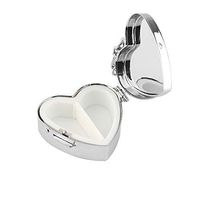 Waterproof Metal Heart-Shaped Pill Box Case Bottle Cache Drug Holder Keychain Container for Outdoor Travel Camping Silver (Heart)