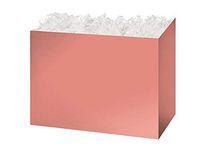 Large Solid Color Gift Basket Box with White Crinkle Paper Shred 10-1/4"x6"x7-1/2" Choose Box Color (Rose Gold)
