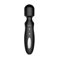 XUANAI Electric Heating Wand Massager Rechargeable, Wireless,12x Multi-Speed Vibrations and Patternsand, Mini Automatic Heating Cordless Massager Wand for Travel Gift (Black)