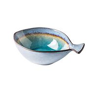 Bowl Bowls Dishware Japanese-style Ceramic Bowl, Household Fish-shaped Ice Crack Glaze Cutlery Set Commercial Personality Ceramic Noodle Dessert Salad Bowl [4 Sizes] for kitchen restaurant gifts Hotel