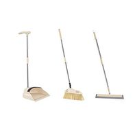 Broom and Dustpan With Long Handle Telescopic Up Rotatable Extra Long Handle Multi-Function Broom And Dustpan Non-stick Hair Stainless Steel Rod Windproof Broom Set Home Kitchen Office Garden Cleaning