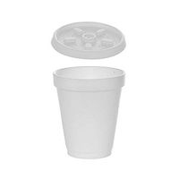 (100 Sets) 6 oz White Foam Cups with White Vented Lids, Disposable Foam Drink Cups, To Go Coffee Cups, Insulated Foam Cups for Hot/Cold Drinks by Tezzorio