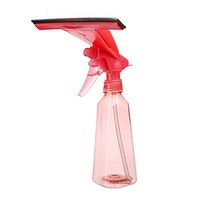 Libobo 2 in 1 Spray Bottle with Scraper Wiper Glass Cleaner for Home Window Mirror (Red)