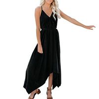 Women's Dress Loose Long Maxi Tailored Dress Fashion Women's Bluegrass V-Neck A-line Sleeveless Backless Irregular