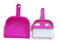 Count Dustpan and Brush Set, Pet Cage Broom Brush Dustpan Set - Cat Litter Sweeper Car Keyboard Corner Brush for Small Animal Bird House Dog Kennel Clean, 6X8.5 inch (Pink)