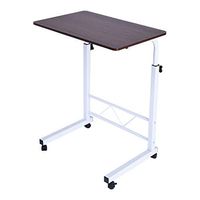 Overbed Table with Free Sliding Bottom Wheels, Hospital Bed Table,Mobile Computer Desk,Lifted and Lowered from 25.6" to 38.2", Great for Reading,Eating Breakfast,Laptop, Elderly Aid (Red)
