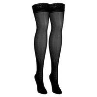 NuVein Sheer Compression Stockings for Women Fashion Silky Sheen Denier Thigh High, Black, X-Large