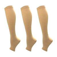 Compression Socks, Open-Toe 20-30mmHg Graduated Compression Stockings for Men Women（3 Pairs) - Best for Athletic, Running, Flight, Travel, Nurses,Edema (Nude - 3 Pairs, S/M)