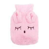 Oldlover✚Classic Rubber Hot Water Bottle & Luxurious Cozy Plush Rabbit Cover Set Cute Cover for Cramps and Pain Relief Pink