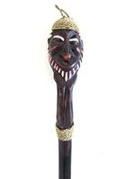 OMA® Hand Carved Wood Tiki God African Tribal Walking Stick Cane African Art