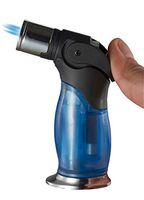 Visol Trigger Orange Triple Torch Cigar Lighter - Visible Butane Tank (Blue)