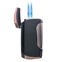 Torch Lighter Cigars Double Jet Flame Lighter with Cigar Punch (Copper Black(Old))
