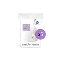 simplehuman, Whit Code N Custom Fit Drawstring Trash Bags, 45-50 Liter / 12-13 Gallon, White, 100 Count, 100 Pack