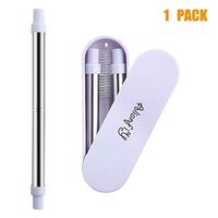 ALIANFIY Telescopic Collapsible Reusable Drinking Straws - ALIANFIY Stainless Steel Metal Foldable Straw, Folding Straws Portable Set with Case & Cleaning Brush for Travel, Household, Office (Blue)