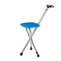 GZYYY Canes Stool for Men and Women Fashionable Collapsible Walking Cane with Seat Attached Three Tips Prongs Heavy Duty Adjustable Folding Light Weight with Lights and T Handle Aluminum Blue