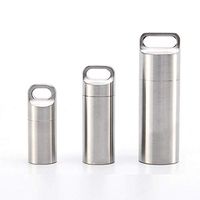 Weimian 3 PCS Portable Keychain Pill Holder - Medicine Organizer, Small Stainless Steel Metal Drug Boxes, Dry Storage Bottle, Outdoor Survival Waterproof Container, Travel Hiking Camping EDC Case