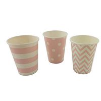 YouMeBest Paper Cups,Pink,Polka Dot,Chevron,Striped 9oz, 72Count