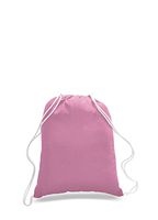 Pack of 2 - Eco-Friendly Reusable Drawstring Bag Economical 6 oz. Cotton Canvas Drawstring Bag Cinch bags size 14"W x 18"H In pink color - CarryGreen Bag