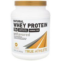 True Athlete Natural Whey Protein Unflavored, 20g of Protein per Serving Probiotics for Digestive Health, Enzymes for Protein Digestion NSF Certified for Sport (1.4 Pound Powder)
