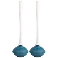 Kleen Freak 3001900 Antibacterial GERM GUARD Toilet Plunger 2 Pack, White/Blue