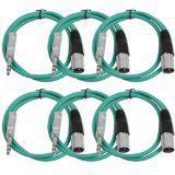 Seismic Audio SATRXL-M3Green6 3-Feet XLR Male to 1/4-Inch TRS Patch Cables - Green