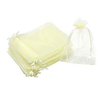 Dealglad 100pcs Drawstring Organza Jewelry Candy Pouch Party Wedding Favor Gift Bags (4x6, Beige)