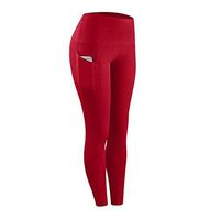 Amiley Women’s High Waist Yoga Legging with Out Pocket Compression Pants Workout Leggings Sport Trousers Tights (X-Large, Red)