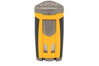 Xikar HP3 Inline Triple Flame Cigar Lighter, Attractive Gift Box, EZ-View Red Fuel Window, Honeycomb Texture, Lifetime Warranty, Burnt Yellow